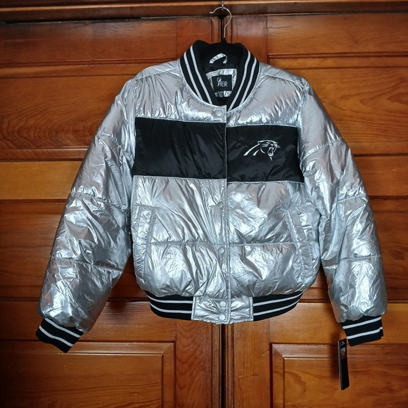G-III Jackets & Blazers - NWT Carolina Panthers G-III 4Her Silver Women Full Zip Puffer Jacket Size XL